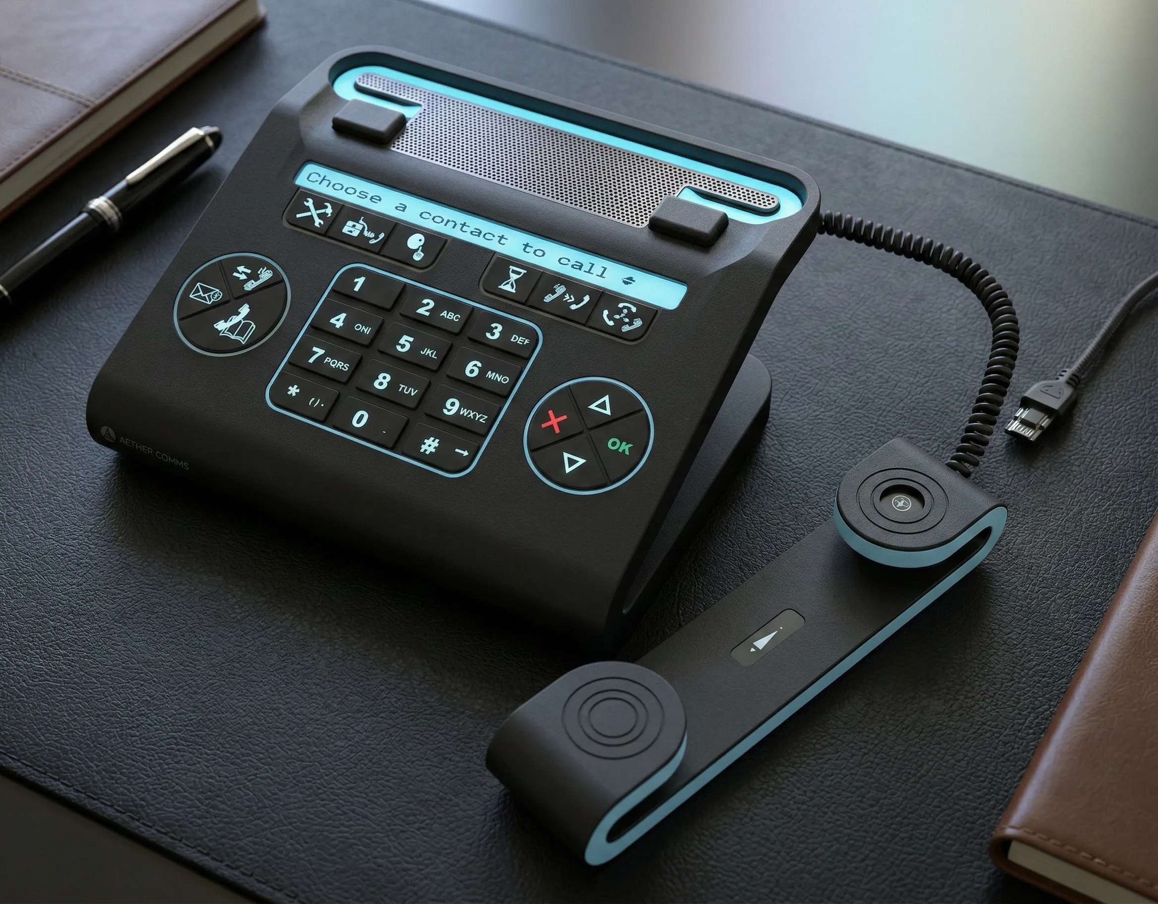 Rendering of a redesigned Alcatel office phone