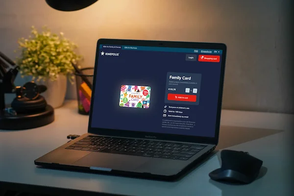 Kinepolis Gift shop website, where you can buy a Family Card